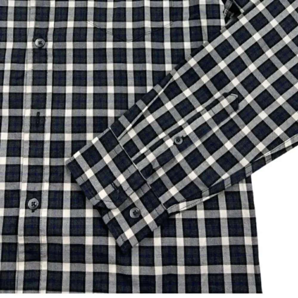New The Mens Store Men Grey Plaid Shirt Classic Long Sleeve Button Down US M - Picture 6 of 6